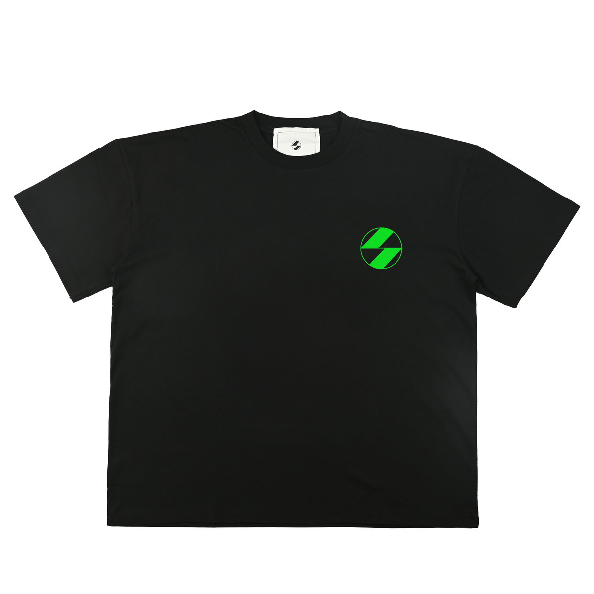 The Salvages Neon Green Logo OS T-Shirt in Black