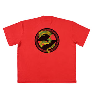 The Salvages Rising Dragon Logo OS T-Shirt in Red