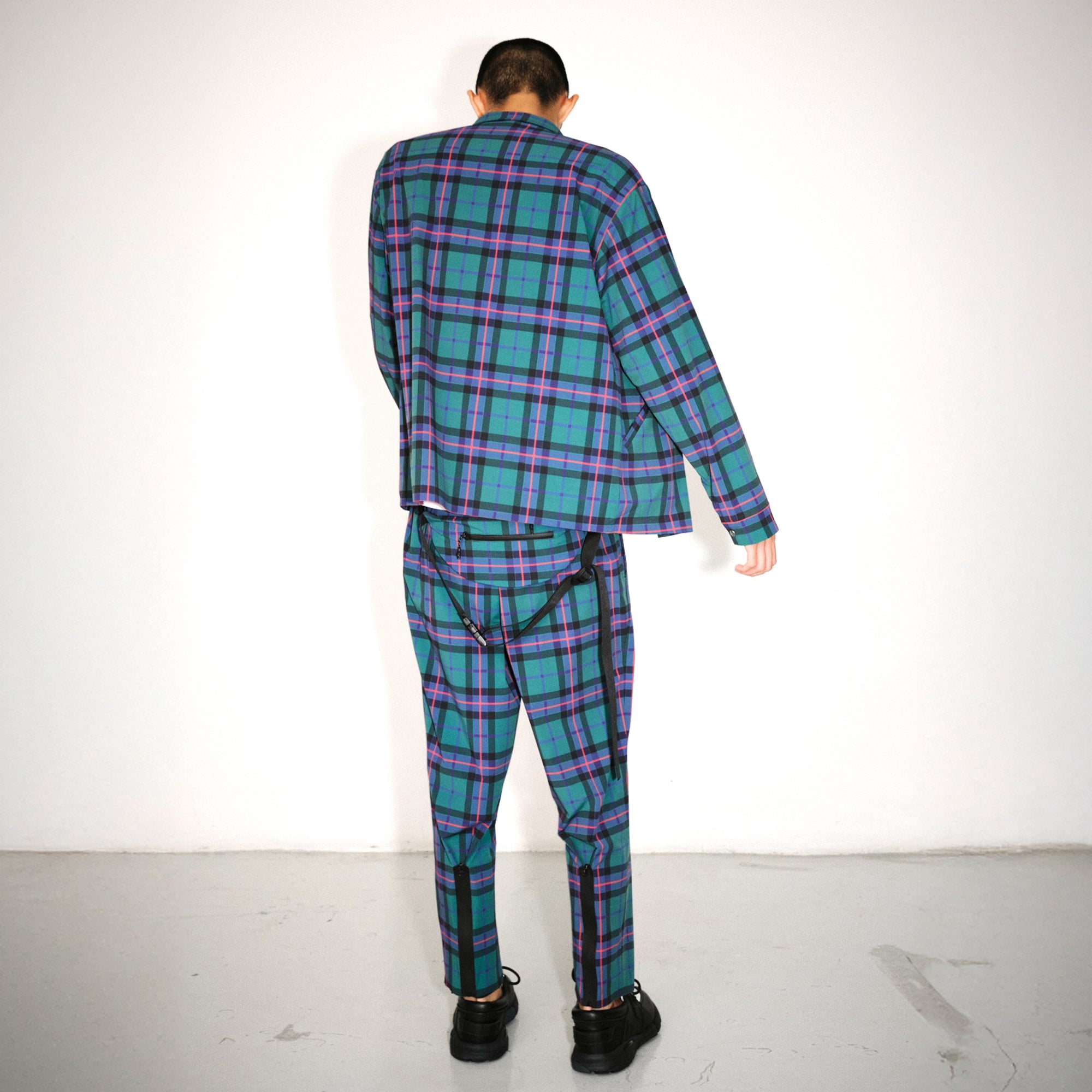 The Salvages Liberty Bondage 24HR Runner Pants in Morrison Green Tartan