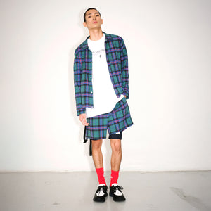The Salvages Liberty Bondage 24HR Runner Shorts in Morrison Green Tartan