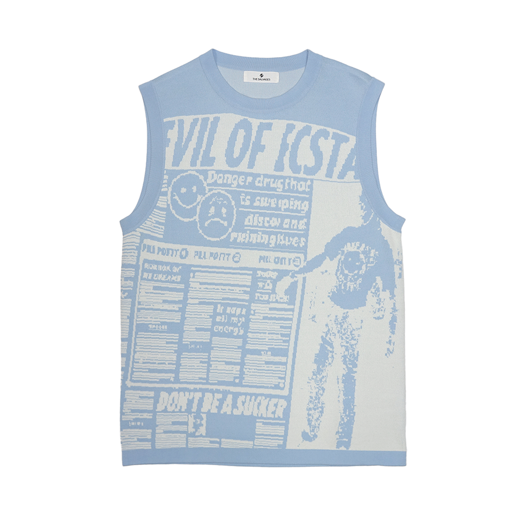 The Salvages 'Sublime' Disco Danger Jacquard Vest in Baby Blue
