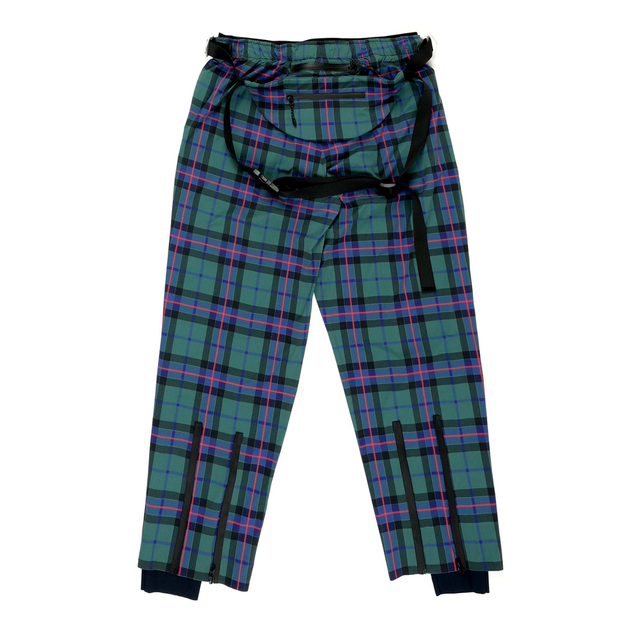 The Salvages SS22 Liberty Bondage 24HR Runner Pants in Morrison Green Tartan