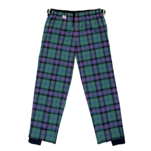 The Salvages SS22 Liberty Bondage 24HR Runner Pants in Morrison Green Tartan