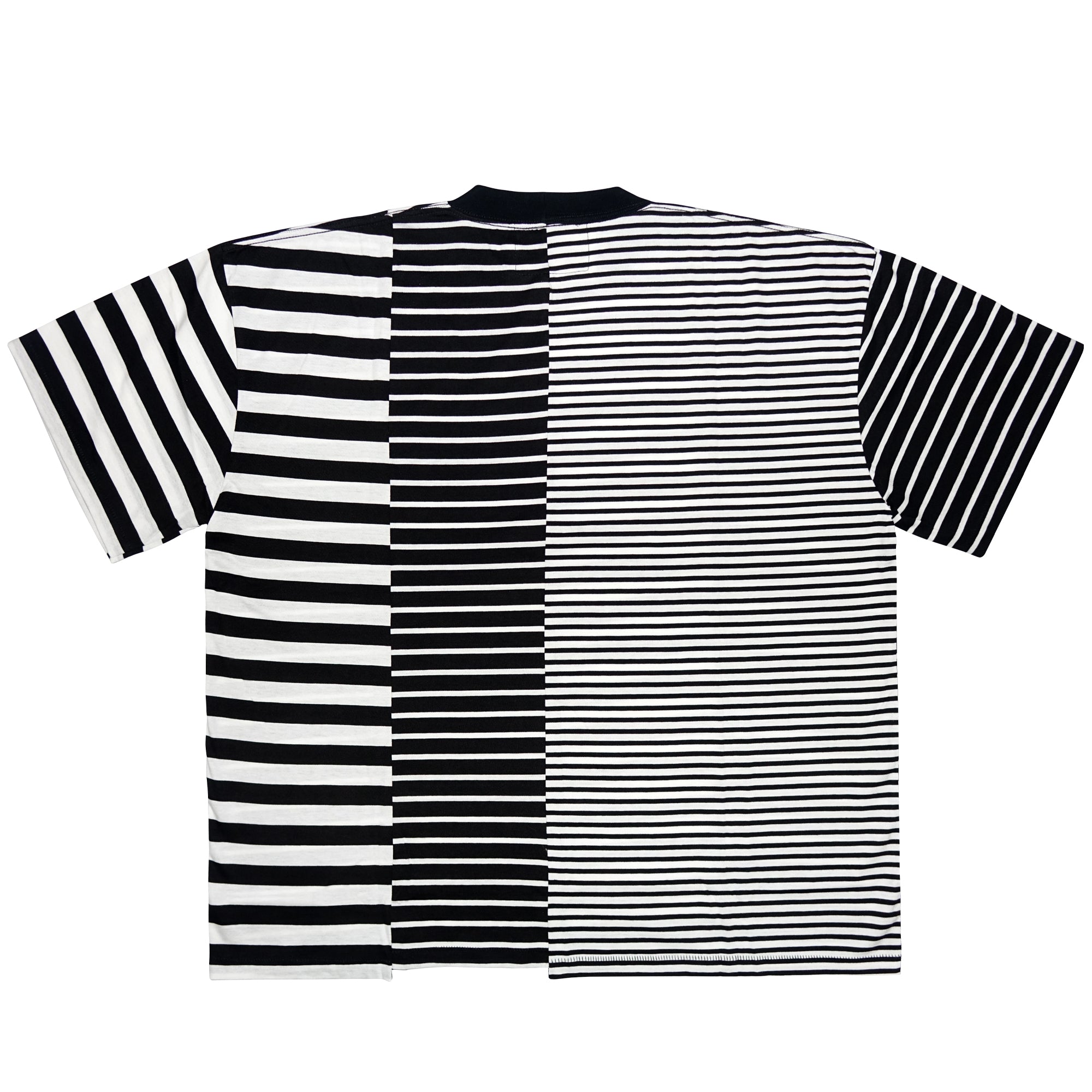 The Salvages Reconstructed Stripe OS T-Shirt in Black and White