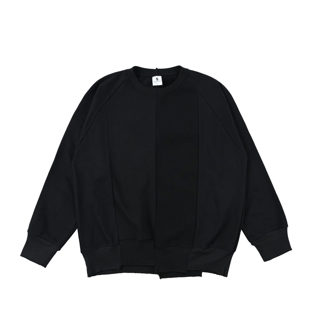 The Salvages AW22 Reconstructed Classic Crewneck Sweater in Black