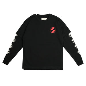 The Salvages Red Logo OS Short Over Long T-Shirt (Made in USA) Black on Black