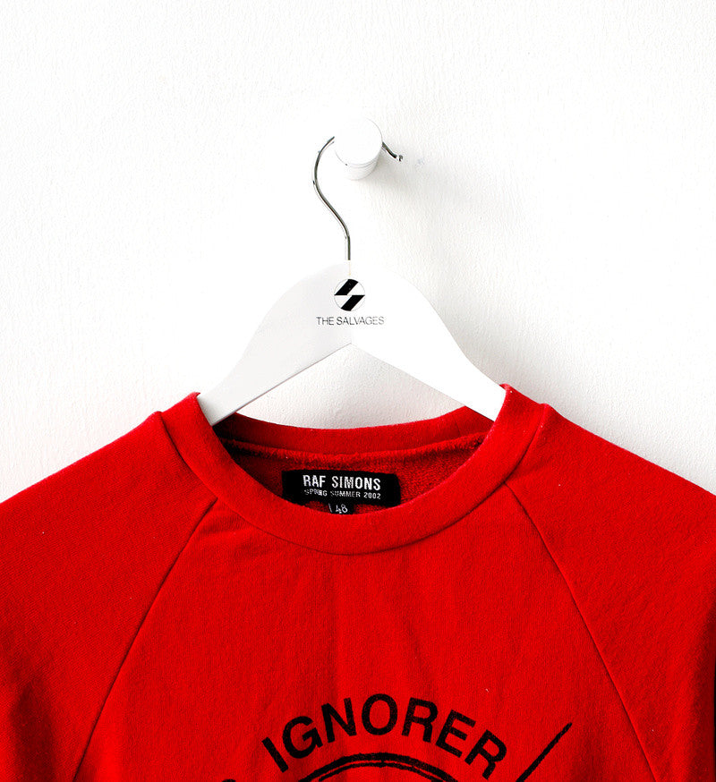 S/S 2002 'Woe onto those who spit on the fear generation… The wind will blow it back' Crew Sweatshirt by Raf Simons
